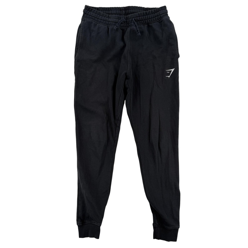 Gymshark Sweatpants Mens Small Black Fleece Jogger Pants Elastic Waist Pockets